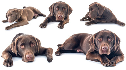 Poster - Chocolate Labs Resting and Posing on Transparent Background Generative AI