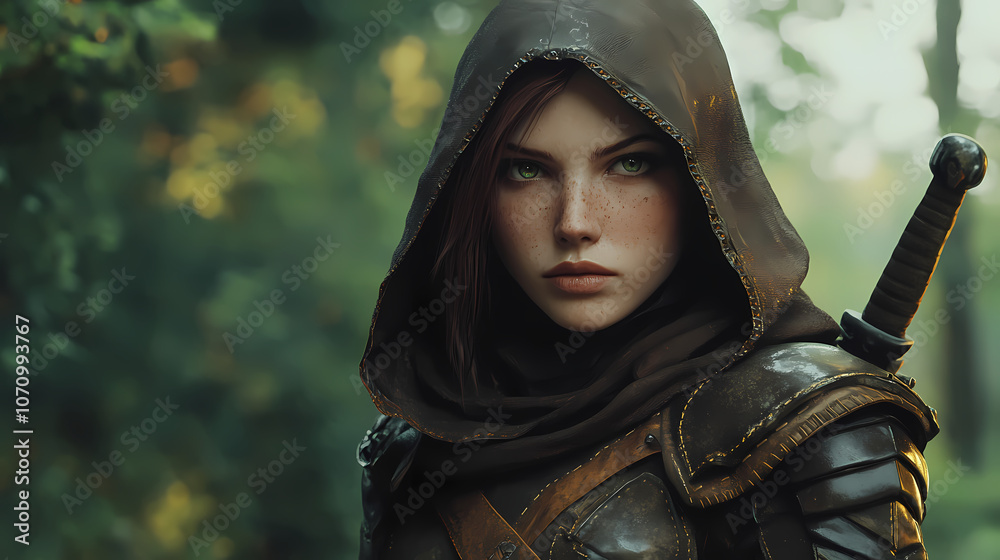 Pathfinder Ranger Potrait Portrait of a fantasy female ranger pathfinder patrolling her home land ...
