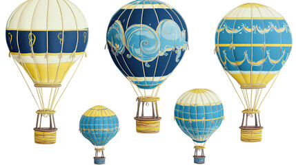 Poster - Colorful Hot Air Balloons on Transparent Background Generative AI