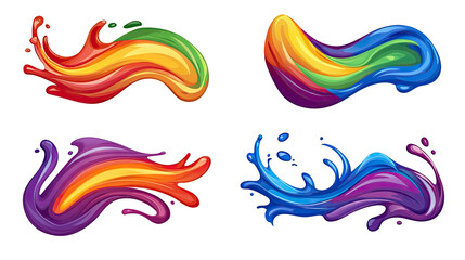 Poster - Colorful Rainbow Holi Paint Splashes on a Transparent Background Generative AI