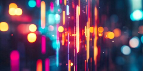 Aufkleber - Colorful abstract light streaks create a modern digital art effect. This vibrant backdrop features bright neon hues glowing beautifully. Perfect for tech and creative projects. AI