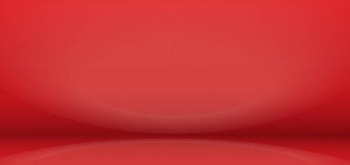 Abstract gradient podium background. Red empty 3d studio backdrop. Clean scene for product presentation. Christmas or New Year mockup template. Vector illustration.