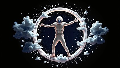 Wall Mural - Embrace of the Cosmic Vitruvian Dream
