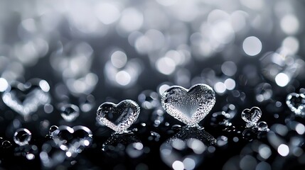 Wall Mural -   A pair of diamond-shaped hearts atop a table with ice cubes stacked beneath them