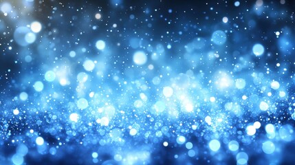 Poster - A mesmerizing abstract background featuring sparkling blue bokeh lights, creating a dreamy atmosphere.