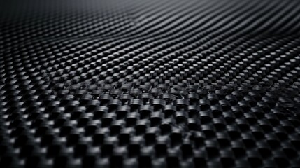 Poster - Close-up of a textured black carbon fiber surface, highlighting its intricate patterns and smooth finish.