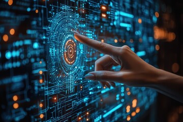 Poster - A Hand Interacting with a Futuristic Digital Interface