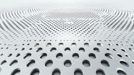 Poster - Abstract pattern of metallic perforated surface with varying hole sizes creating a dynamic visual effect.