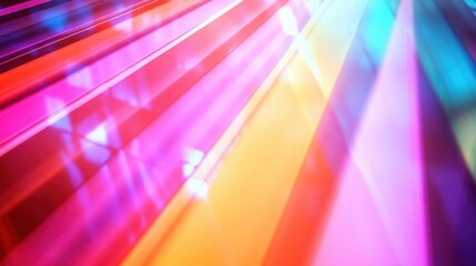 Poster - Vibrant abstract light rays in shades of pink, blue, and orange, creating a dynamic and colorful atmosphere.