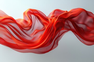 Poster - Abstract Flowing Red Fabric with White Background