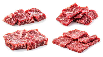 Poster - premium cuts of kobe beef wagyu displayed on a white background generative ai