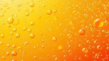 Poster - Vibrant orange background with sparkling bubbles floating in the air, creating a lively and refreshing look.