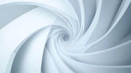 Poster - An abstract spiral design in white, creating a sense of depth and infinity, ideal for modern backgrounds or graphics.