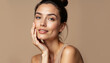 © schiers_images - A captivating portrait of a young woman with natural makeup, exuding elegance and confidence. Her serene expression and soft lighting create a harmonious and sophisticated atmosphere.