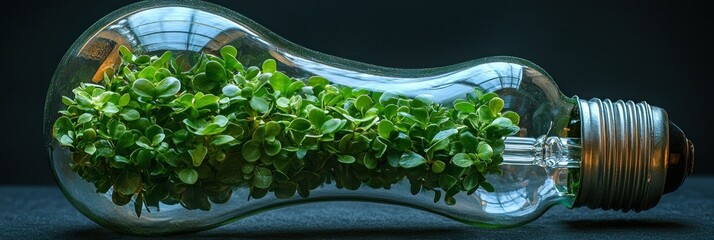 Poster - Green Plant Growing Inside a Light Bulb