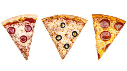 Poster - Tasty Pizza Slices With Pepperoni Olives and Cheese Generative AI