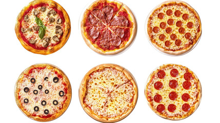 Poster - delicious collection of assorted pizzas ready for dining generative ai