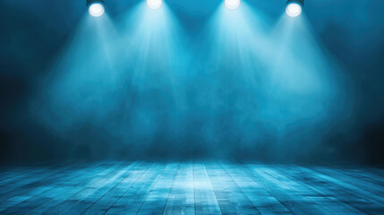 Wall Mural - experience the thrill of the concert stage, alive with dazzling spotlights and enchanting blue hues 