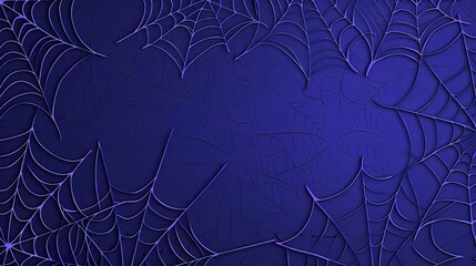 Abstract Design of Intertwined Spider Webs on a Dark Blue Background