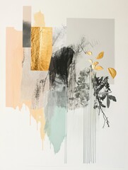 Poster - Serene Whispers: A Minimalist Collage of Pastel Hues and Elegance in Harmony