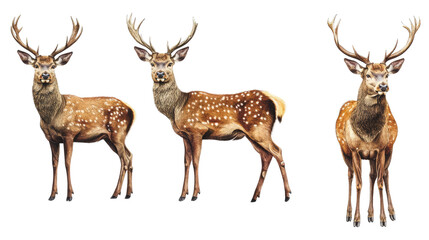 Poster - Red Deer Portraits on Transparent Background Generative AI