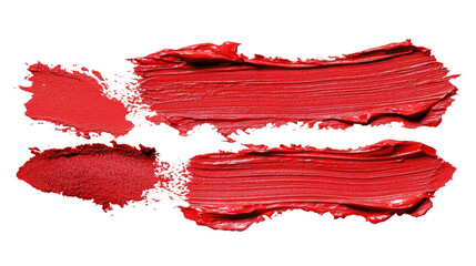 Poster - Red Paint Strokes of Smudged Makeup on Clear Background Generative AI