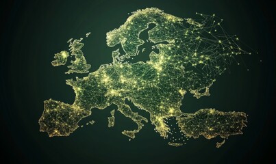 Wall Mural - european telecommunication and data transfer networks with global internet connectivity for communic