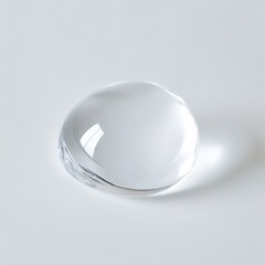 Wall Mural - A clear droplet of water frozen mid-air with a glossy finish, set against a white background to evoke a sense of purity and simplicity