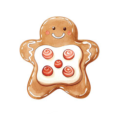 Wall Mural - Watercolor Gingerbread Man Cookies -Christmas cookies on transparent background.Perfect for invites, Christmas cards, sublimation designs, wall art.