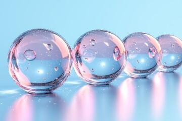 Poster - Transparent Spheres with Internal Bubbles on a Blue Background