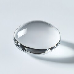 Wall Mural - A glossy, perfectly round water droplet suspended mid-air, isolated on a bright white background, symbolizing clarity