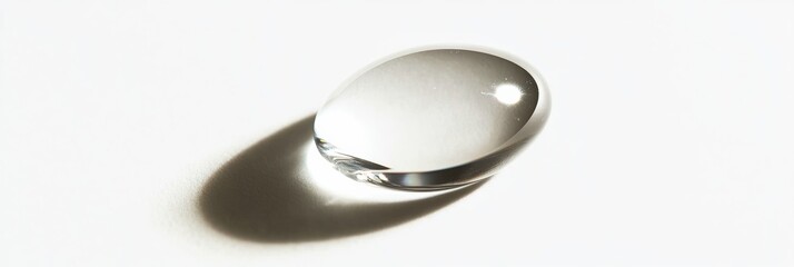 Wall Mural - A macro shot of a single water drop falling with light reflections and soft shadows, isolated on a bright white background