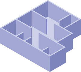 Poster - Purple isometric empty apartment with walls and rooms, representing real estate business and construction