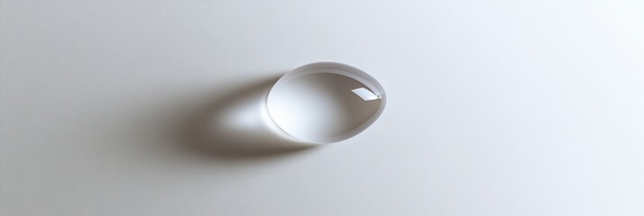 Wall Mural - A single water droplet in mid-air with subtle shadows and reflections, isolated on a white background for a clean, minimalist look