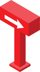 Poster - Red road sign with white arrow pointing left in isometric view, isolated on white background