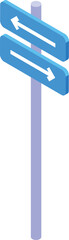 Poster - Blue two way traffic sign showing opposite directions on isometric pole