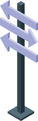 Poster - Isometric road sign with arrows pointing in opposite directions, symbolizing choices, navigation, and decision making