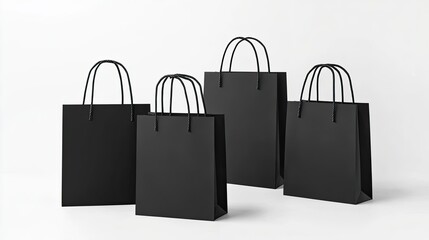 Poster - Black Paper Bags for Black Friday Shopping Mockups on Display Generative AI