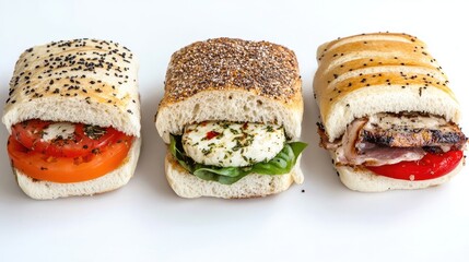 Poster - delicious italian sandwiches featuring caprese at lunch generative ai