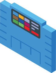 Poster - Cartridge for playing retro video games showing colored squares and numbers on the label