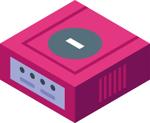 Poster - Pink game console with power button and slots, representing entertainment, gaming technology, and leisure activities