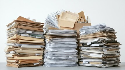 Poster - Stacks of Papers and Documents Piled up in an Office Setting Generative AI