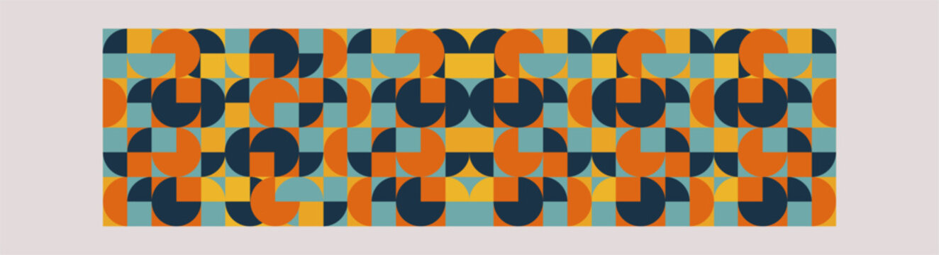 Abstract geometric artwork design with simple shapes and figures. Vertical pattern graphics with geometrical elements. Perfect for web banner, business presentation, branding package, fabric print.