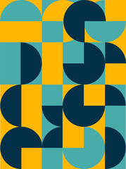 Poster - Abstract geometric artwork design with simple shapes and figures. Vertical pattern graphics with geometrical elements. Perfect for web banner, business presentation, branding package, fabric print.