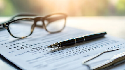 Aufkleber - Accident report form with pen and glasses on desk surface