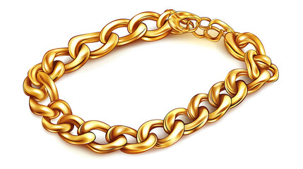 Poster - a gold necklace chain isolated on a white background, depicted in vector format