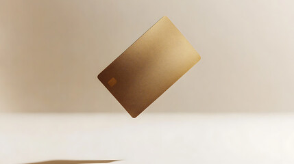Poster - A mockup of a gold business card or credit card floating against a white background