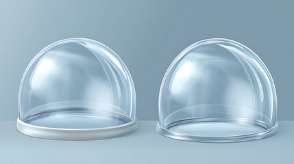 Aufkleber - A realistic 3D vector of a glass dome, serving as a glossy bell sphere or transparent cover, suitable for protection displays, plastic hemispheres, exhibition cases, jars, or spherical globes