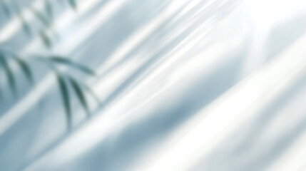 Poster - Blurred overlay effect for photo and mockups, Wall texture with organic drop diagonal shadow and rays of light on a white wall, shadows for natural light effects