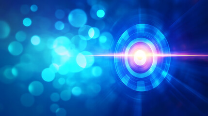 Aufkleber - Bright perspective with a blurred blue gradient background featuring a glowing light circle dart target success square, Abstract vector illustration for brochure pages and presentations